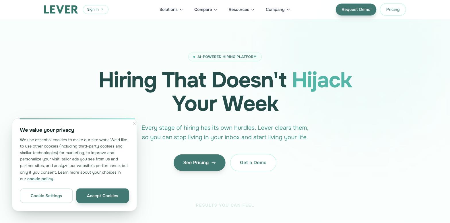 Lever applicant tracking system homepage - modern ATS and CRM recruiting software